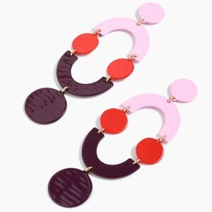 J. Crew Circlet Pink Red Purple Statement Earrings